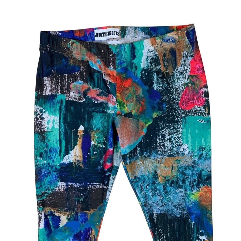 Art From‎ The Streets XL Abstract Paint Print High Waist Stretch Leggings Bold - Picture 2 of 4